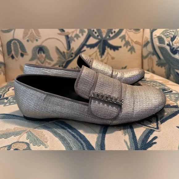 See by Chloé metallic and silver loafer with crystal embellishments.  Size 38.5 - Picture 2 of 9